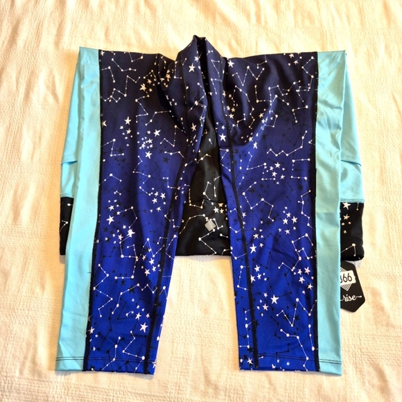 LuLaRoe Rise Brave line women's size 3X leggings black teal & white stars NWT - Picture 3 of 9